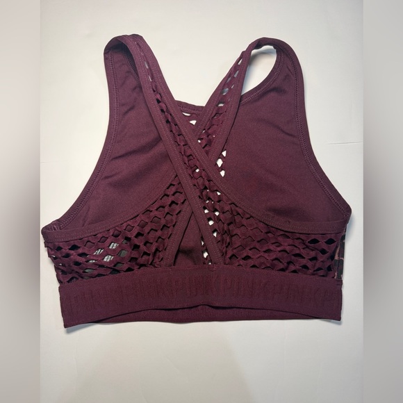 Victoria's Secret Burgundy Leopard Lace-Front Sports Bralette - Picture 2 of 4